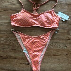 L*space Bikini Set  Pink Orange Geometric Bikini Set